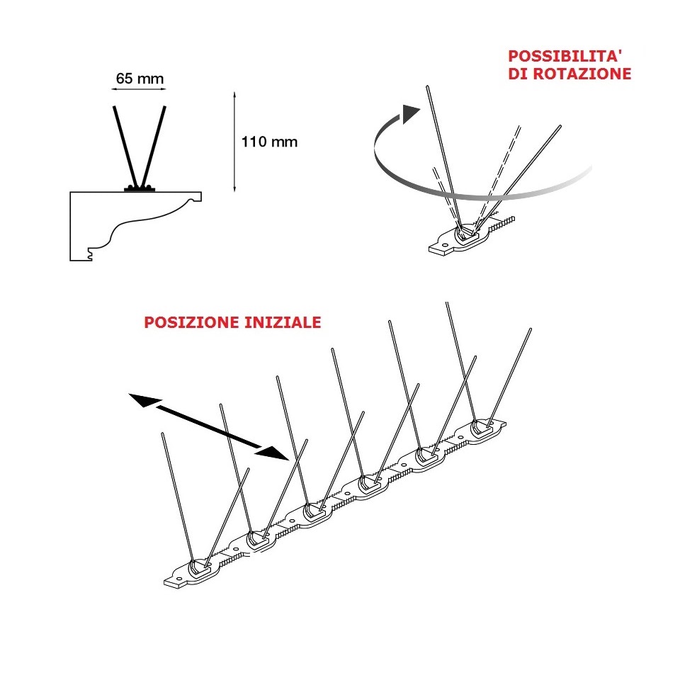 Dissuasore per piccioni a punte rotanti, Lindoshop